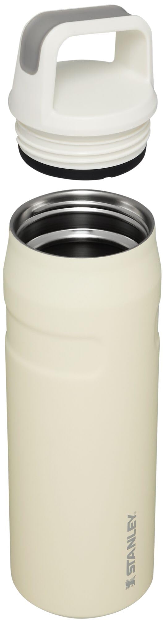 STANLEY IceFlow Cap and Carry Water Bottle 24 oz | Wide Mouth Twist Lid | Lightweight and Leakproof for Travel and Sports | Insulated Stainless Steel | BPA-Free | Cream Glimmer