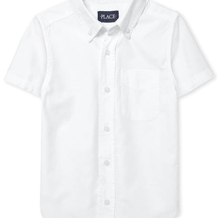 Camisa Oxford de manga corta para niño The Children's Place, blanca, mediana