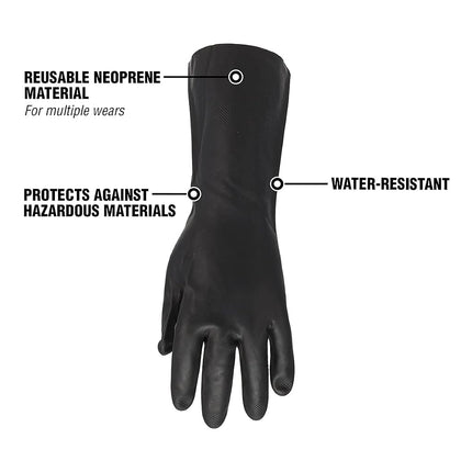 Flexzilla Pro GC400PM Guantes de limpieza de alta resistencia, neopreno, 13, negros, puño largo, medianos