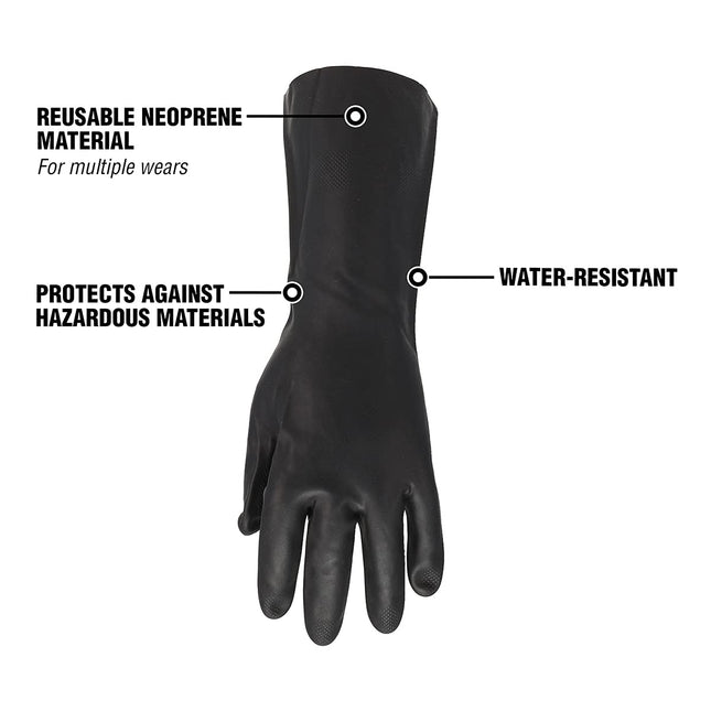 Flexzilla Pro GC400PM Heavy Duty Cleaning, Neoprene, 13, Black, Long Cuff Gloves, Medium