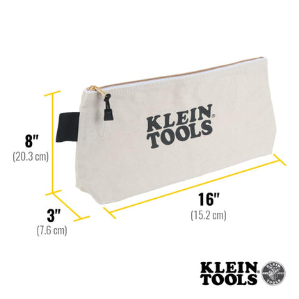 KLEIN TOOLS 62042 16-Inch Zipper Bag, Extra Long, No. 10 Canvas, Heavy Duty Tool Bag, 3-Inch Stand-Up Bottom, Multipurpose for Tools or Crafts