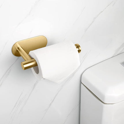 NearMoon Toilet Paper Holder Self Adhesive, Premium Thicken SUS304 Stainless Steel Rustproof Adhesive Toilet Roll Holder no Drilling for Bathroom, Kitchen, Washroom (4 Pack, Brushed Gold)