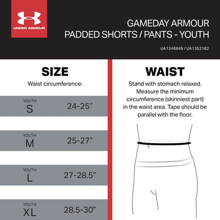 Under Armour Gameday Pro 5-Pad Football Compression Girdle, Shorts with UA HeatGear & McDavid HEX Technology, Moisture Wicking Protection (Youth)