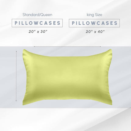 Elegant Comfort 2-PACK Pistachio Green Viscose Satin Pillowcase Set with Hidden Zipper closure, Silky Smooth for Hair and Skin Care-Beautiful Gift Box-2-Piece Satin Pillowcases, Standard/Queen