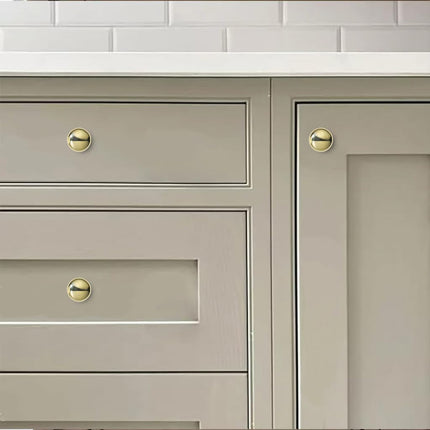 Khtumeware 10 Pack 1-1/4 inch(32mm) Polished Brass Cabinet Knobs - Round Unlacquered Brass Drawer Knobs for Dresser Drawers