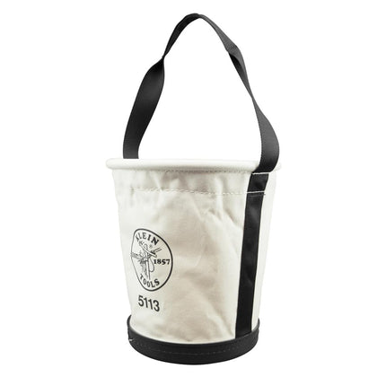Klein Tools 5113 Canvas Bucket for Tool Storage and Transport, Made in USA, Tapered, Canvas with Web Handle