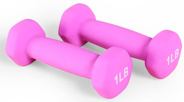Fitvids Neoprene Dumbbell Hand Weights, Anti-Slip, Anti-roll, Hex Shape Colorful, 7-Pound, Pair