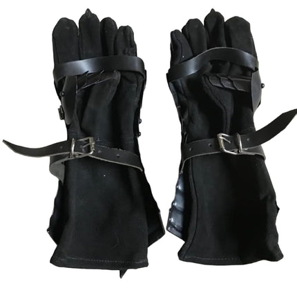 KORE NS Guanteletes Medievales Nazgul Negros Guantes de armadura de Acero Antiguo, Cruzado, Recreación de Rol, Negro, Regular