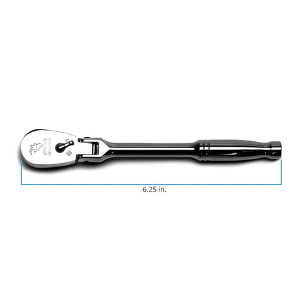 Capri ToolsCP12100FXCapri Tools 1/4-Inch Drive Low Profile Flex-Head Ratchet, True 72-Tooth, 5-Degree Swing Arc, 180-Degree Flex-Head