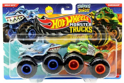 Hot Wheels Monster Trucks Ragesaur vs Shark Bite, 