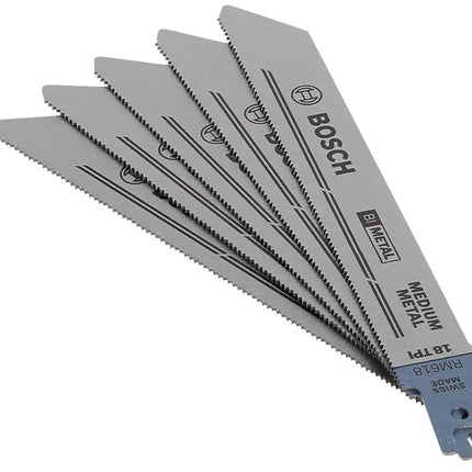 Bosch RM618 Hojas de sierra recíproca para cortar metal, 6 pulgadas, 18 T - Paquete de 5
