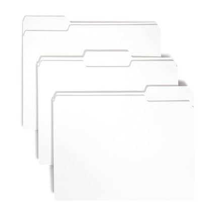 Smead Standard File Folders, 100 Count, White, 1/3-Cut Tabs, Letter Size (12843)