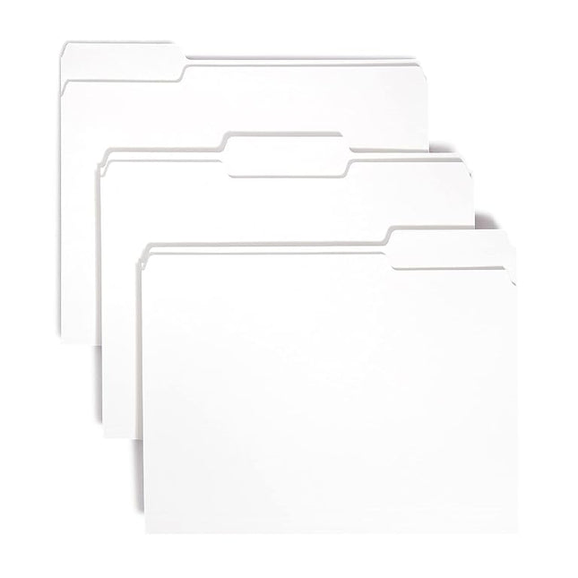 Smead Standard File Folders, 100 Count, White, 1/3-Cut Tabs, Letter Size (12843)