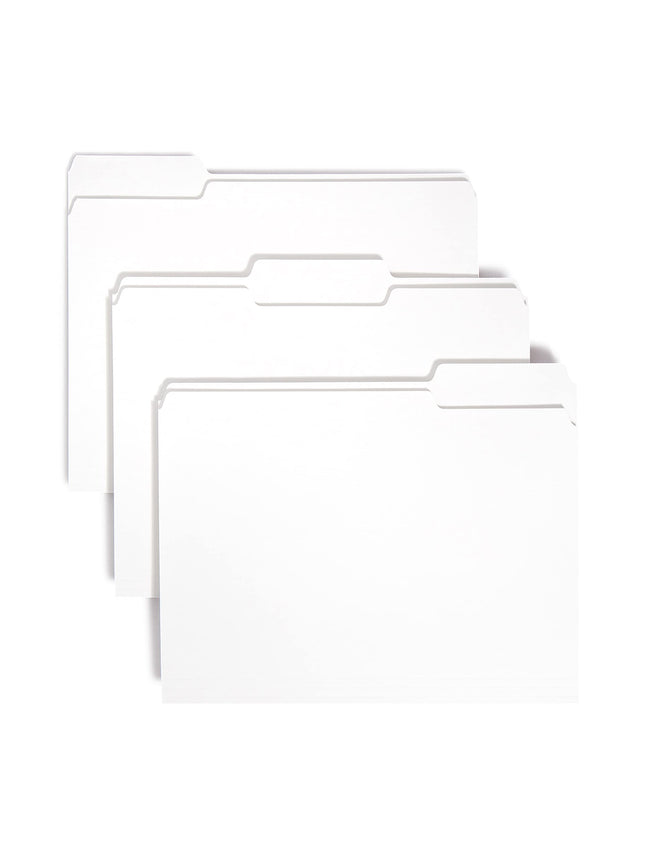 Smead Standard File Folders, 100 Count, White, 1/3