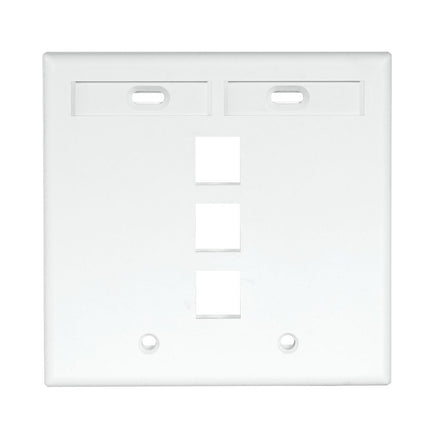 Leviton 42080-3WP 3-Port Dual Gang QuickPort Wallplate with ID Windows, White