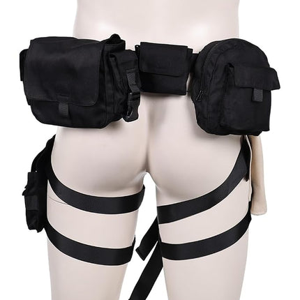 IOONCHI Leon S Cosplay Costume Belt Back Braces Set Kennedy Leg Holster Accessories Mens Halloween Outfits Props, Black, Large