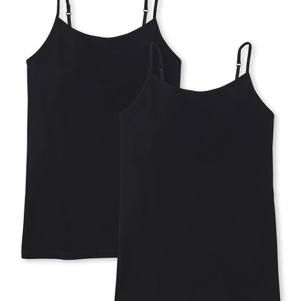 The Children's Place Girls' 2 Pack Basic Cami, Black/White 2 Pack, X-Large