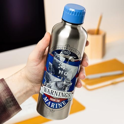 Paladone One Piece Marines Stainless Steel Water Bottle with Screw-Top Lid 500 ml, Officially Licensed for Anime Fans, Pop Culture Merchandise