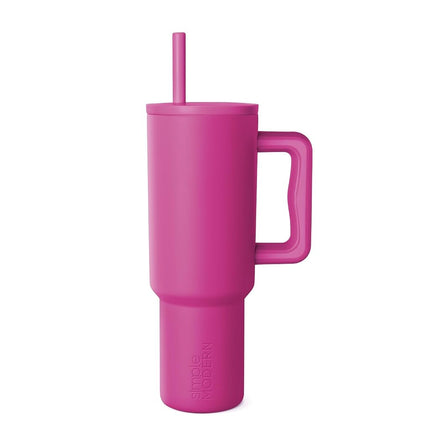 Simple Modern 40 oz Tumbler with Handle and Straw Lid | Leak-Proof Insulated Stainless Steel Water Bottle Travel Mug Cupholder Use | Gifts for Women Men Him Her | Trek Signature | Royal Purple