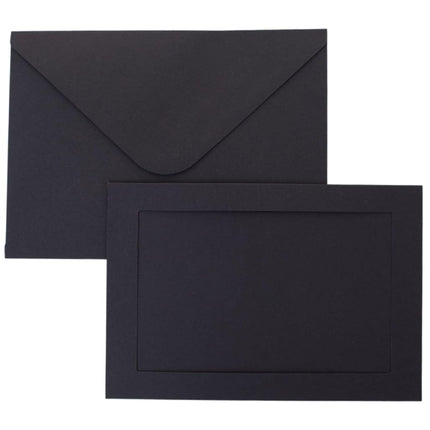Litpoetic 100 Count Photo Frame Cards with Envelopes 4x6 Paper Picture Frame Notecards Photo Card Holder for Thanksgiving Halloween Wedding Birthday Classroom DIY Fall Decor - Black