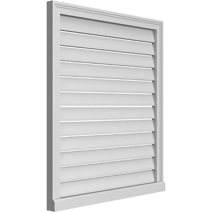 32"W x 36"H Rectangle Surface Mount PVC Gable Vent: Functional, w/ 2"W x 2"P Brickmould Sill Frame