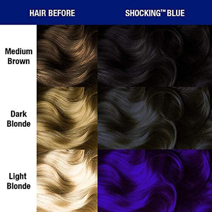 MANIC PANIC Classic Shocking Blue Semi Permanent Hair Color - Dark Cobalt Blue Hair Dye for Women & Men That Lasts 4-6 Weeks - Vegan, Ammonia & Cruelty-Free - Create & Mix Custom Shades (4oz / 3pk)
