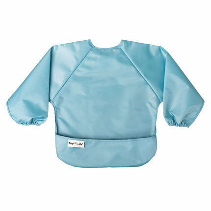 Tiny Twinkle Mess Proof Baby Bib, 2 Pack Full Sleeve Bib Outfit, Waterproof Bibs for Toddlers, Machine Washable, Tug Proof Closure, Baby Smock for Eating, Long Sleeve (Slate Olive, Small 6-24 Months)