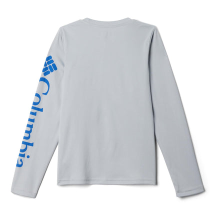 Camiseta de manga larga Columbia Terminal Tackle para niños, Cool Grey/Vivid Blue, Mediana