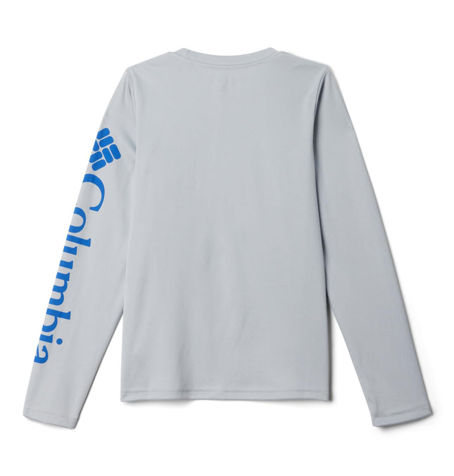 Camiseta de manga larga Columbia Terminal Tackle para niños, Cool Grey/Vivid Blue, Mediana