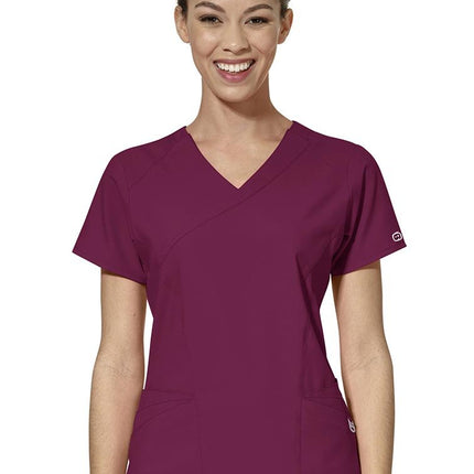 WonderWink 6455XWINE4X W123 Women's Mock Wrap Top,