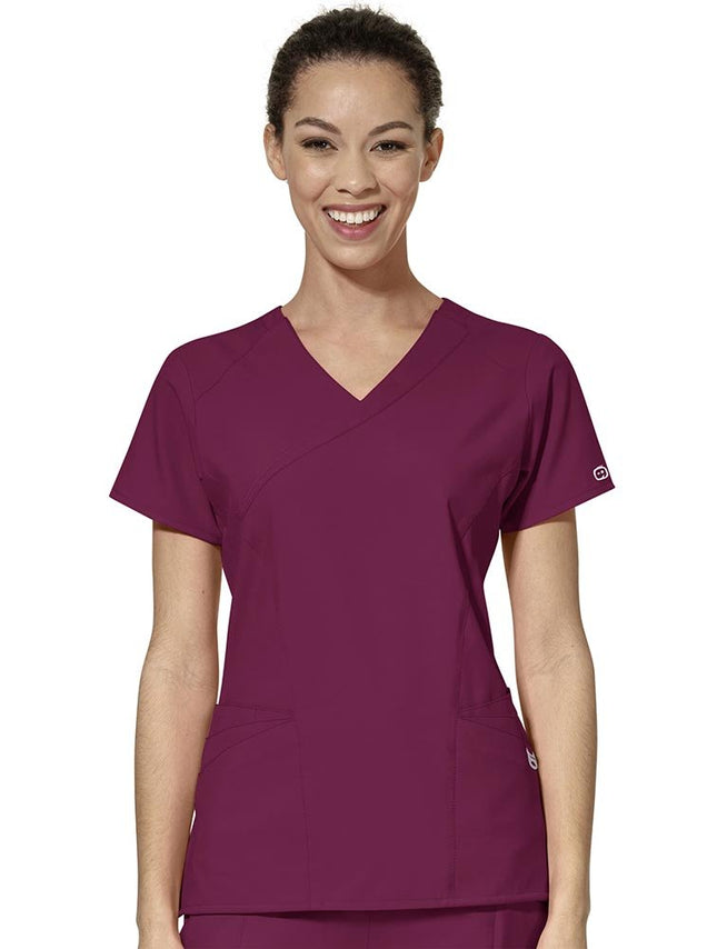 WonderWink 6455XWINE4X W123 Women's Mock Wrap Top,
