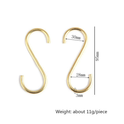 Run 10 Pieces Multipurpose Brass S Shaped Hooks Coat Clothes Storage Hangers Kitchen Pot Pan Racks
