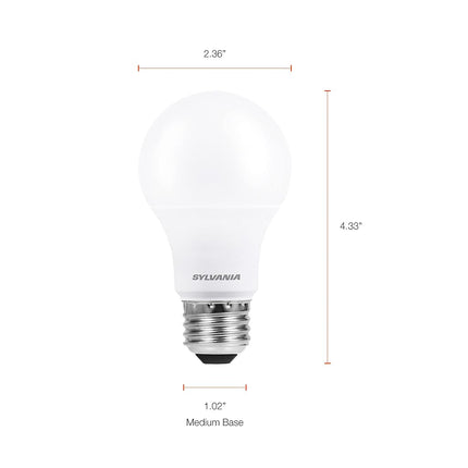 Sylvania Home Lighting 78038 Led Light Bulb, A19 Lamp, 4 Pack, 9 W, Dimmable, 80 CRI, 800 Lumen, 3500K