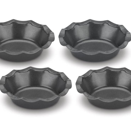 Cuisinart 4 Piece Fluted Tartlet Pan Set, Mini, Steel Gray