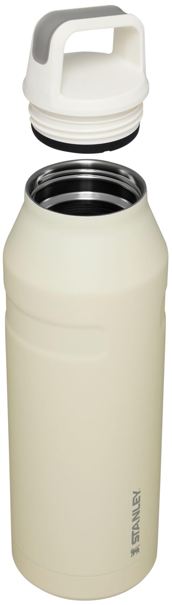 STANLEY IceFlow Cap and Carry Water Bottle 50 oz | Wide Mouth Twist Lid | Lightweight and Leakproof for Travel and Sports | Insulated Stainless Steel | BPA-Free | Cream Glimmer