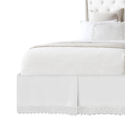 Elegant Comfort Narina Collection Lace Bed Skirt 15inch Drop, 1500 Premium Hotel Quality, Sophisticated Design for a Vintage Look- Easy Care and Wrinkle Resistant, Lace Bedskirt, Full, White