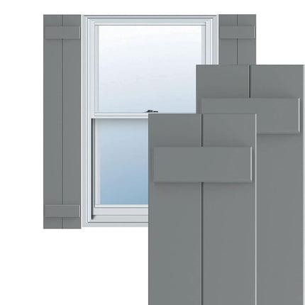 Ekena Millwork 10 3/4"W x 39"H True Fit PVC Two Board Joined Board-n-Batten Shutters, Ocean Swell (Per Pair - Hardware Not Included)