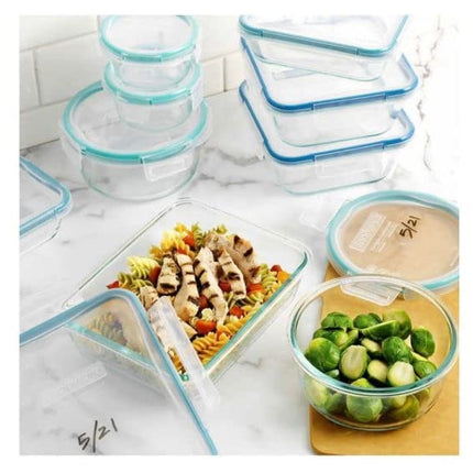 Snapware Pure Pyrex 18-Piece Glass Food Storage Set, 2.6, Clear