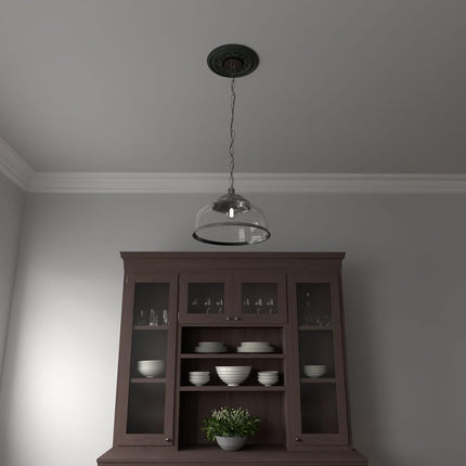 Ekena Millwork CMP10BAGHC Baltimore Thermoformed PVC Ceiling Medallion (Fits Canopies up to 4 1/4"), 10"OD x 3 1/2"ID x 3/4"P, UltraCover Satin Hunt Club Green