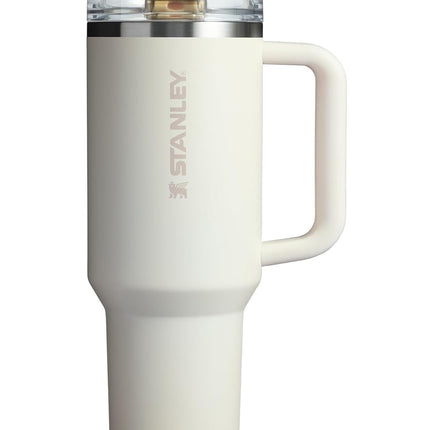 Vaso Stanley Quencher ProTour Flip Straw con tapa antiderrame, 1.2 L | Popote integrado y asa | Compatible con portavasos para viajes | Vaso térmico de acero inoxidable | Sin BPA | Color crema