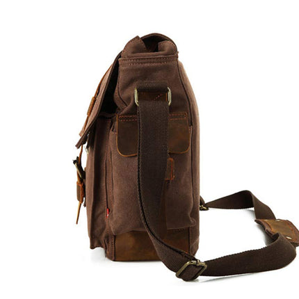 Sechunk Men's Canvas Messenger Bags, coffee, 13.3
