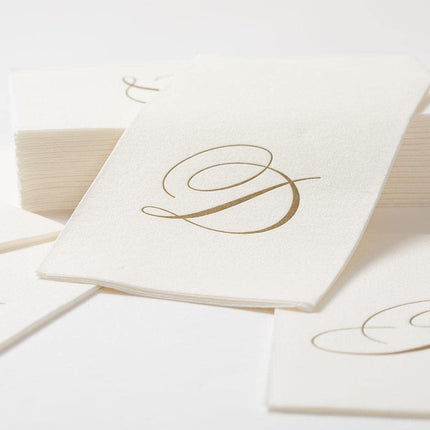 Caspari White Pearl Paper Linen Guest Towels, Monogram Initial G, Pack of 24