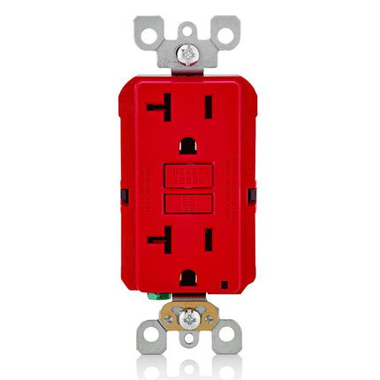 Leviton GFNT2-R Self-Test SmartlockPro Slim GFCI Non-Tamper-Resistant Receptacle with LED Indicator, 20 Amp, Red