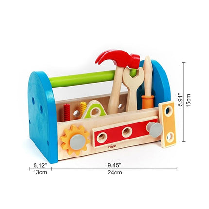 Hape Fix It Wooden Tool Box Set for Kids - 17-Piece Pretend Play Construction Tools Kit with Carrying Case - Educational Builder Toys for Children Ages 3 and Up