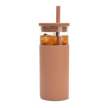 Tronco 20 oz Glass Tumbler with Lids and Straws, R