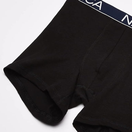 Nautica Men's 3-Pack Classic Underwear Cotton Stretch Boxer Brief, Black, S (Pack of 3)