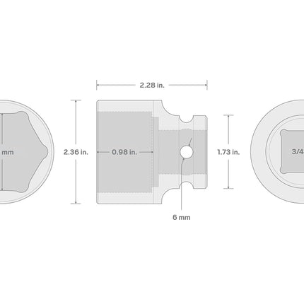 TEKTON 3/4 Inch Drive x 40 mm 6-Point Impact Socket | SID32140