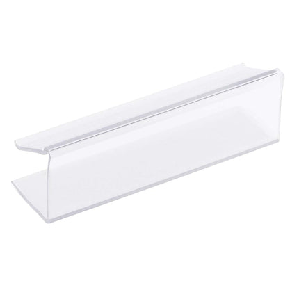 Paquete de 25 – Soporte transparente de plástico para etiquetas de estante, soporte para letreros y boletos de estante de madera, se engancha a estantes de 5/8" a 3/4" de grosor - Largo del área de la etiqueta, 3" X Alto del área de la etiqueta, 7/8"