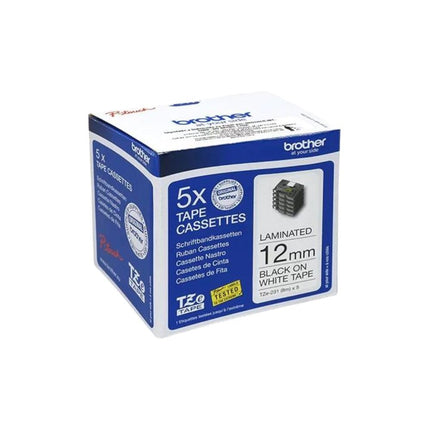 Brother Tze - 231 Labelling Tape Cassettes, Black 