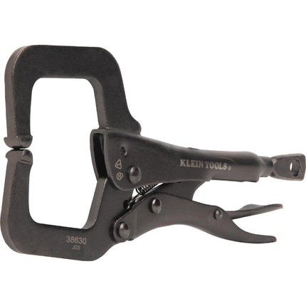 Klein Tools 38664 Locking Pliers Set, C-Clamp 6-Inch, Long Nose 6-Inch, Curved Jaw 10-Inch, High Torque, Molded Grips for Clamping and Gripping 3-Piece